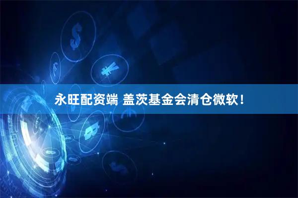 永旺配资端 盖茨基金会清仓微软！
